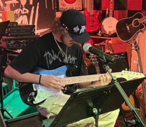 Ethan working up his chops! Consistent practice helping Ethan with Tool solo's in his band