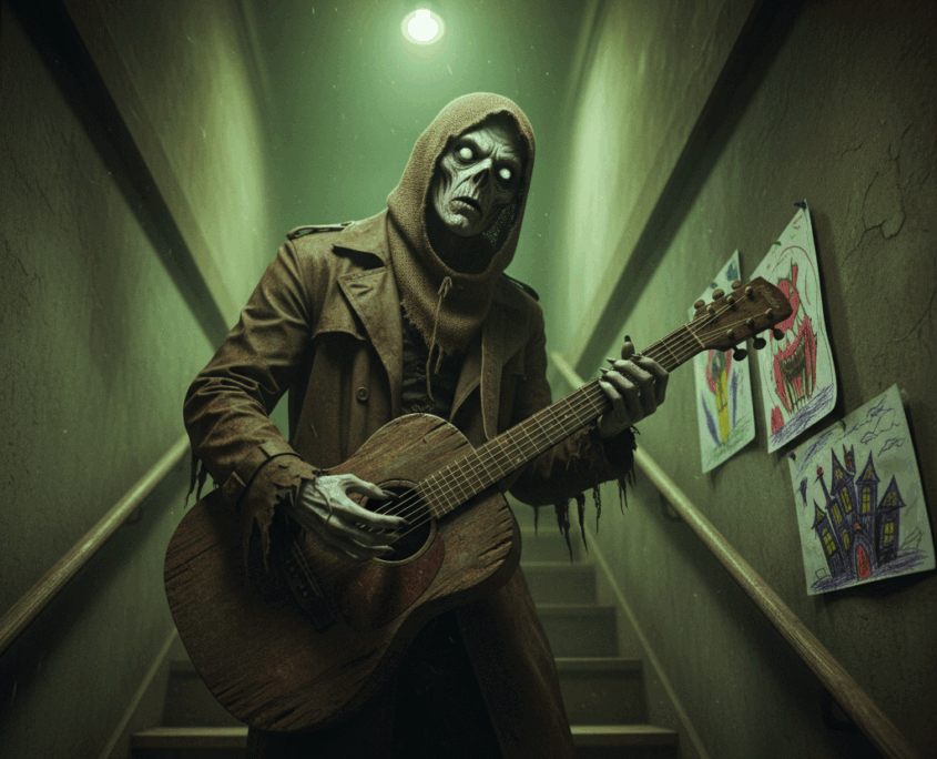 Happy Halloween Scary photo of haunted guitar teacher